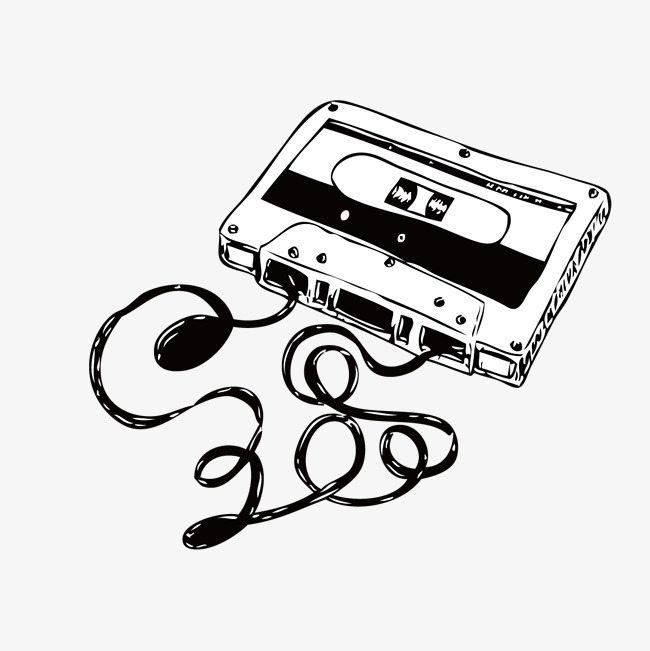 Cassette Entries, Cassette, Magnetic Tape, Black And White Png Image And Clipart - Tape Black And White, Transparent background PNG HD thumbnail