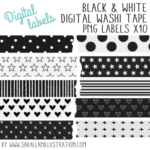 Digital Washi Tape: Black U0026 White - Tape Black And White, Transparent background PNG HD thumbnail