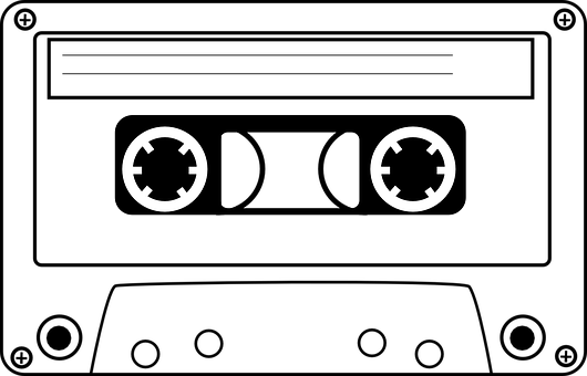 Tape Music Cassette Magnetic Tape Compact - Tape Black And White, Transparent background PNG HD thumbnail