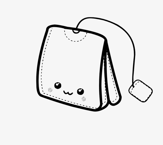Tea Bag PNG Black And White - Cartoon Tea Bags, Stic