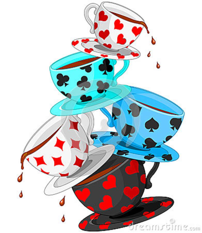 Alice In Wonderland Tea Party Clip Art | Tea Cups Pyramid Royalty Free Stock Image   - Tea Party Cartoon, Transparent background PNG HD thumbnail
