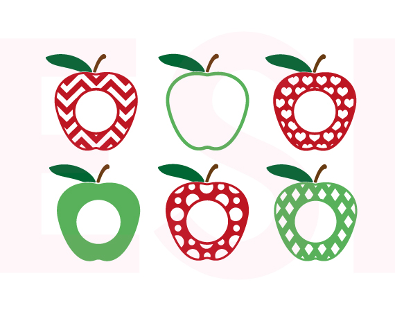 Apple Design Set 3, With Circle For Monogram, Teacher, Svg, Dxf, Png, Eps By Esi Designs | Thehungryjpeg Pluspng.com - Teacher With Apple, Transparent background PNG HD thumbnail
