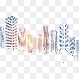 Geometric Squares Particles Pixelated City Building - Team Building, Transparent background PNG HD thumbnail