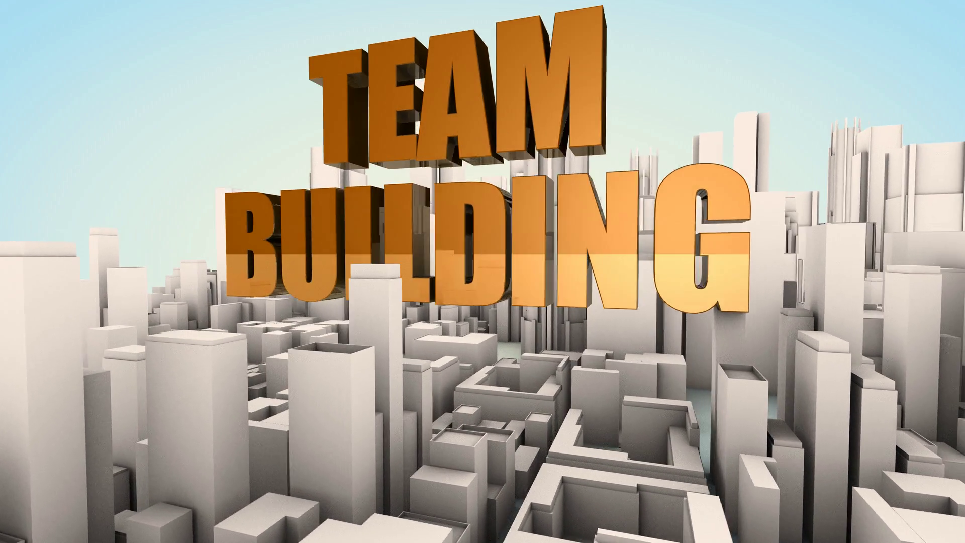 Team Building Conceptual Motion Background: Business Abstract Composition With 3D Buildings And Text Floating And Rotating In 3D Space. 3D Rendering. - Team Building, Transparent background PNG HD thumbnail