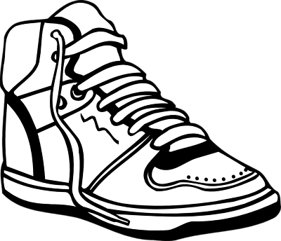 Tennis Shoe PNG Black And White - Tennis Shoes Clipart B