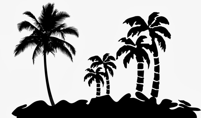 Beach Silhouette, Tree Silhouette, Black, Trees Png And Psd - The Beach Black And White, Transparent background PNG HD thumbnail