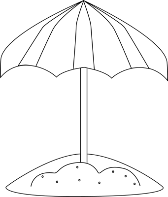 Black And White Beach Umbrella In The Sand - The Beach Black And White, Transparent background PNG HD thumbnail