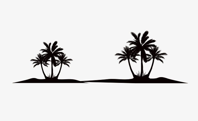 The Beach Png Black And White - Vector Black Beach Coconut Tree Silhouette, Black Beach, Coconut Trees, Silhouette Png And, Transparent background PNG HD thumbnail