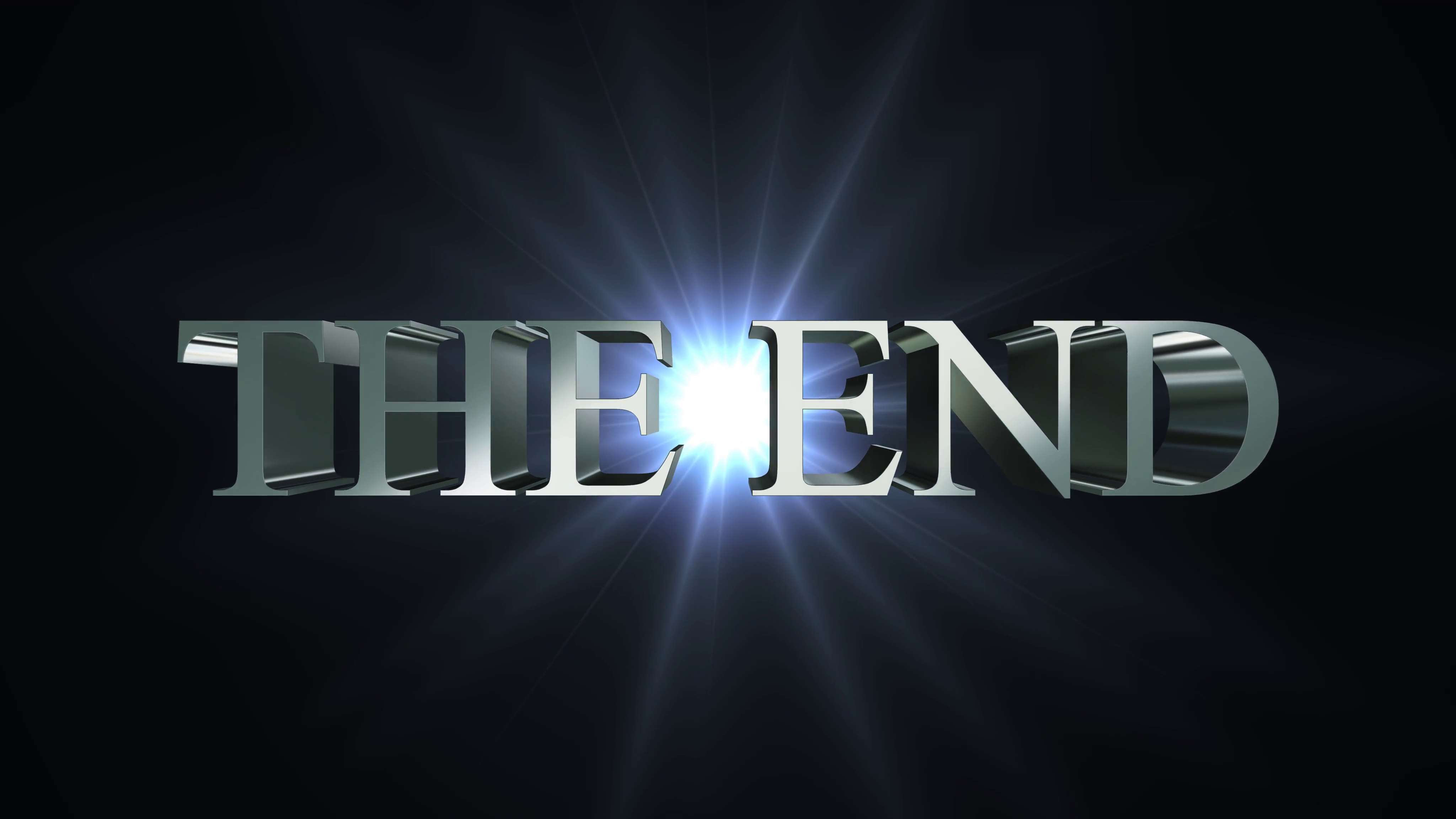 The End Title 3D Blue Metallic Animation Zooms In Toward The Camera For Ending Movies - The End Animated, Transparent background PNG HD thumbnail