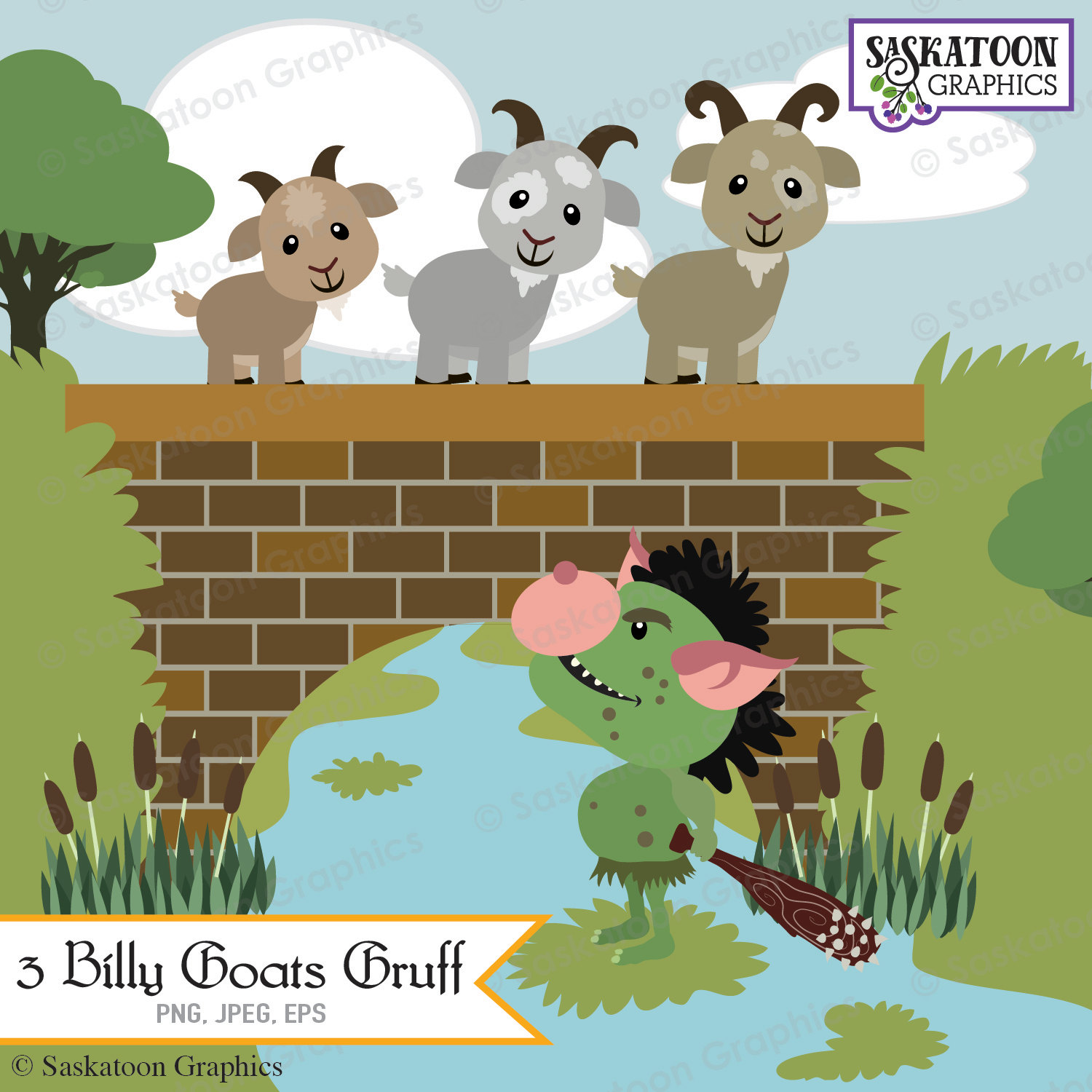  - Three Billy Goats Gruff, Transparent background PNG HD thumbnail