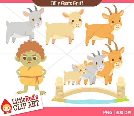 Instand Download Three Billy Goats Gruff By Littleredsclipart, $4.50 - Three Billy Goats, Transparent background PNG HD thumbnail