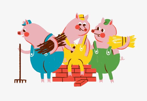 Three Little Pigs, Illustration, Hand Painted, Cartoon Png Image And Clipart - Three Little Pigs, Transparent background PNG HD thumbnail