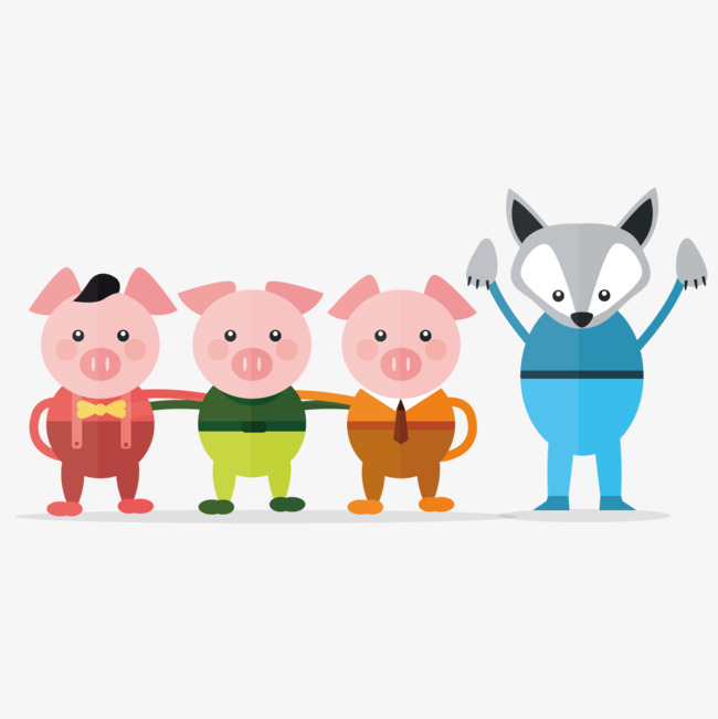 Vector Three Little Pigs, Fairy Tale, Story, Wolf Png And Vector - Three Little Pigs, Transparent background PNG HD thumbnail