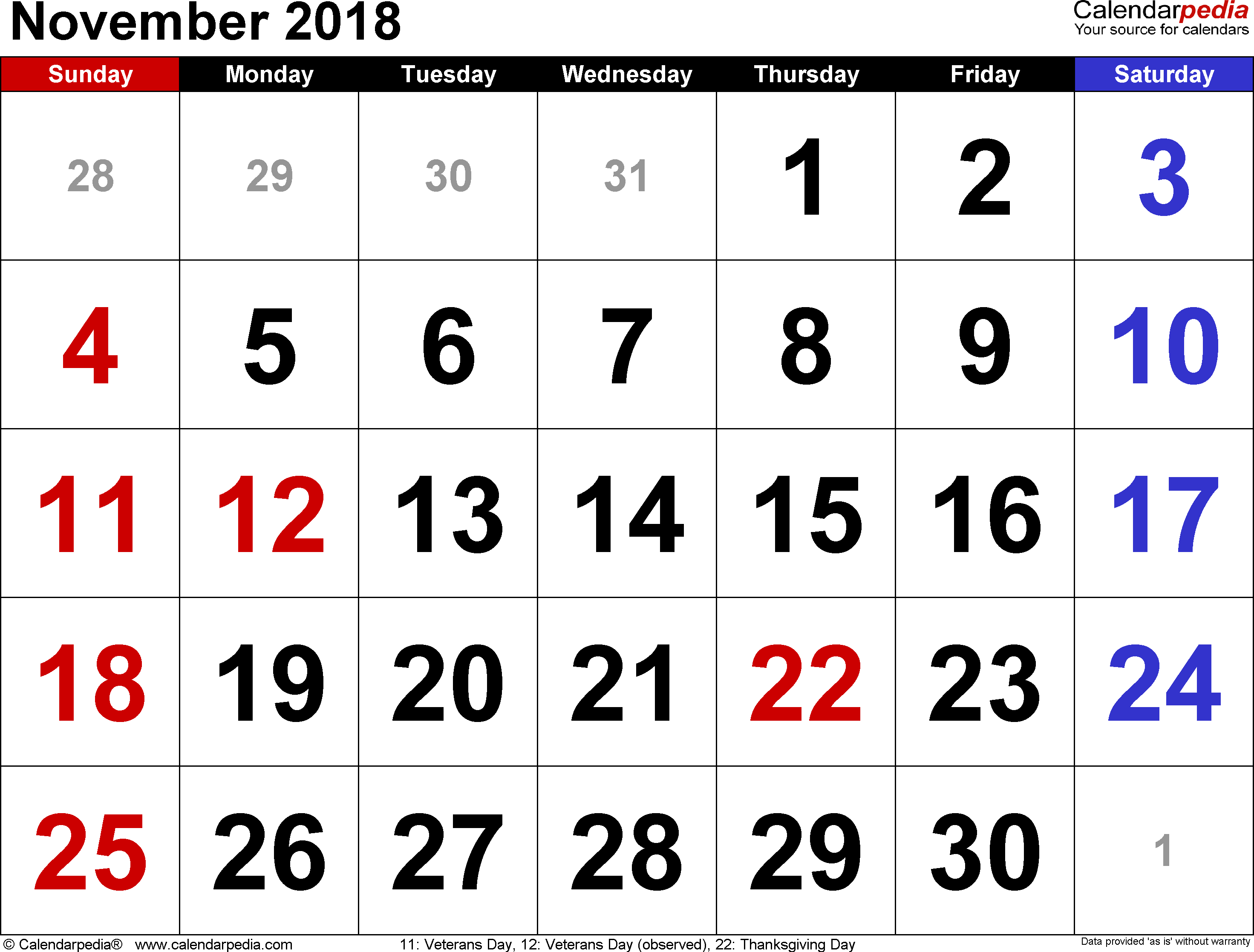 September 2018 Calendar