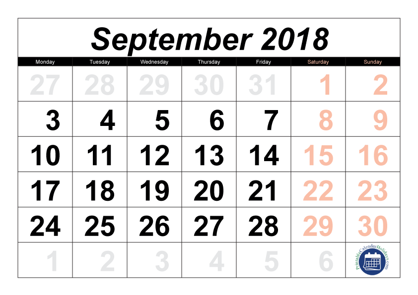 November 2018 calendar