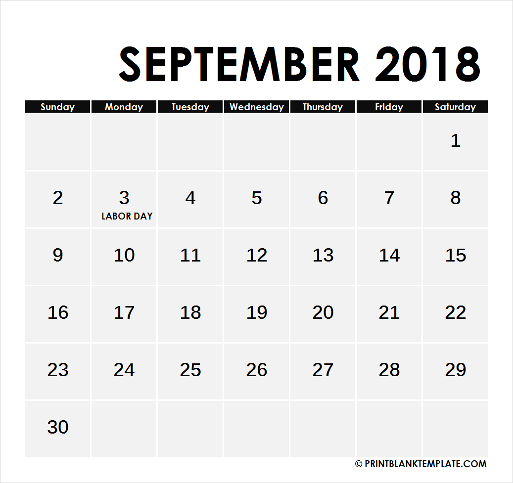 Printable September 2018 Calendar With Holidays - Thursday September 19 Calendar, Transparent background PNG HD thumbnail