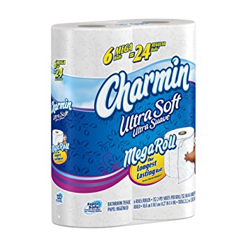 Charmin Ultra Soft Toilet Paper 6 Mega Rolls U003D 24 Regular Rolls - Toilet Paper, Transparent background PNG HD thumbnail