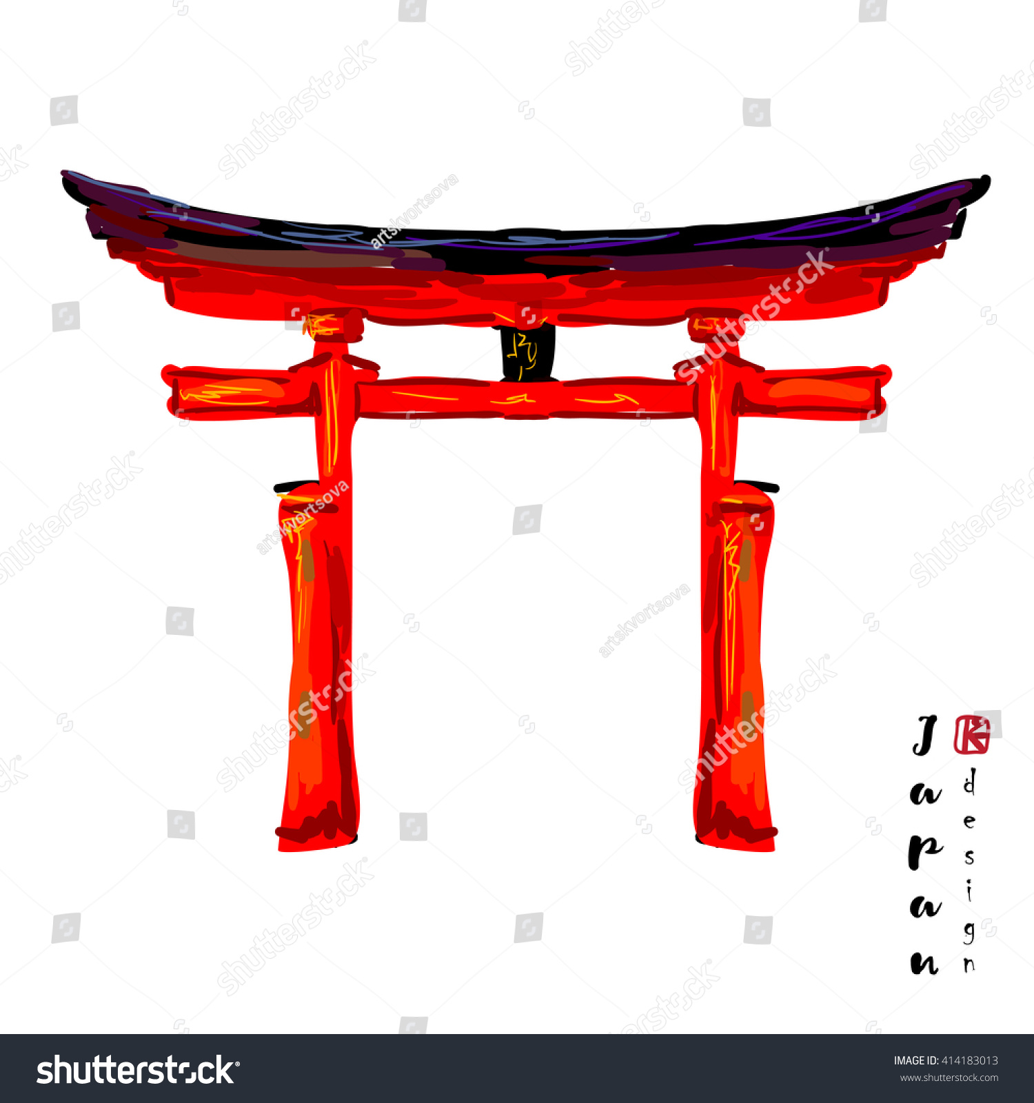 Miyajima, The Famous Floating Torii Gate, Japan Vector Illustration - Torii Gate, Transparent background PNG HD thumbnail