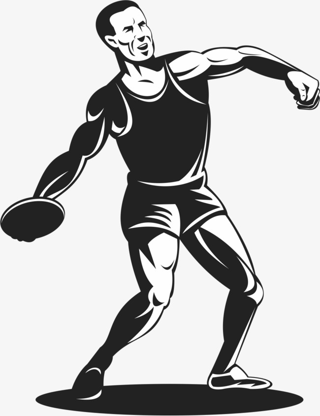 Track And Field Shot Put Png - Discus Track And Field Athletes, Black And White, Discus, Athlete Png And Vector, Transparent background PNG HD thumbnail