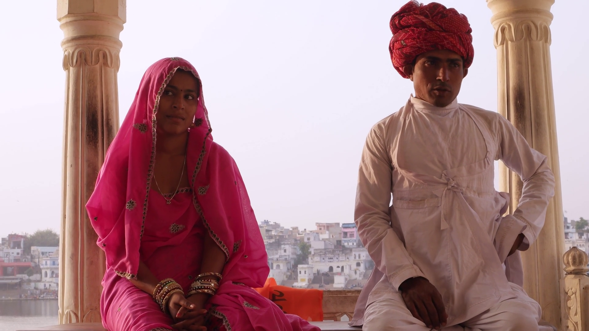 Beautiful Indian Couple In Traditional Dress Sitting With Pushkar Lake In The Background, Rajasthan, India Stock Video Footage   Videoblocks - Traditional Dress Of Rajasthan, Transparent background PNG HD thumbnail