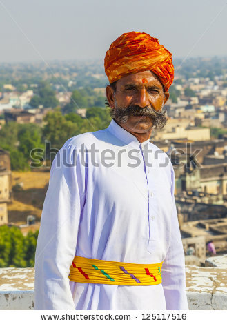 Mandawa, India   Oct 25: A Rajasthani Man Weas A Traditional Turban And Loves - Traditional Dress Of Rajasthan, Transparent background PNG HD thumbnail