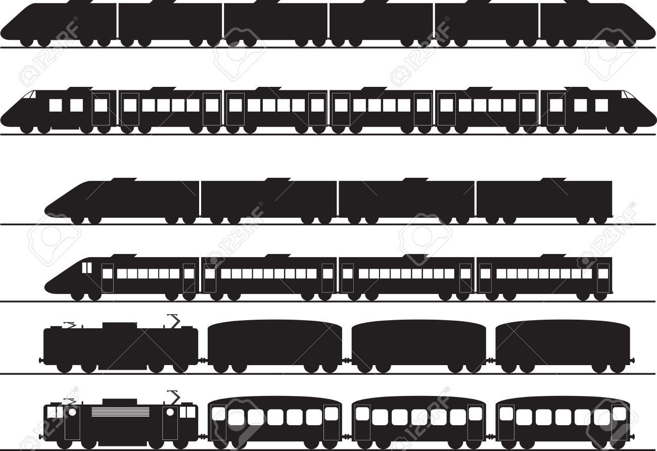 Set Of Electric And Diesel Trains Illustrated On White Stock Vector   27245575 - Trains Side View, Transparent background PNG HD thumbnail