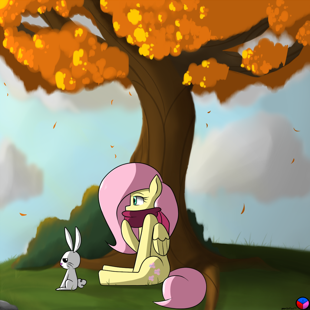 #1592381   Angel Bunny, Artist:zombiefreak719, Autumn, Clothes, Female, Fluttershy, Mare, Pegasus, Pony, Safe, Scarf, Sitting, Tree   Derpibooru   My Little Hdpng.com  - Tree Full Of Angels, Transparent background PNG HD thumbnail