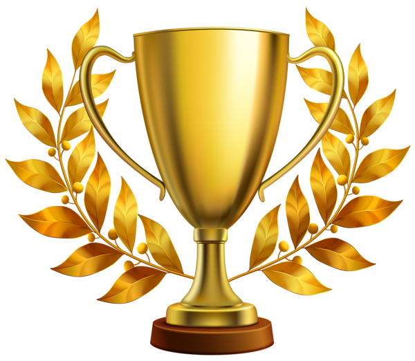 Gold Cup With Laurel Leaves Png Clipart Image - Trophy, Transparent background PNG HD thumbnail