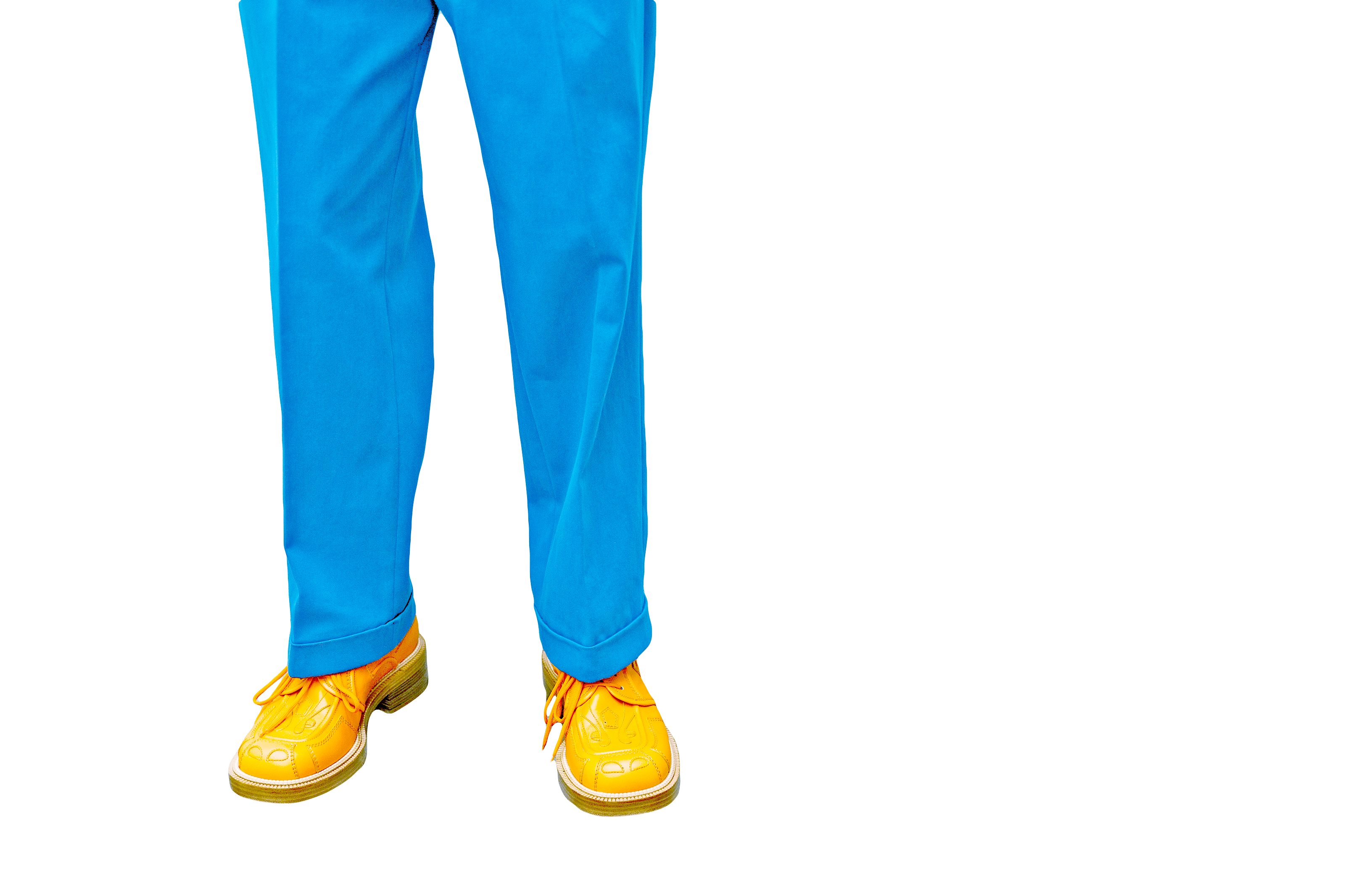 Blue Trousers And Yellow Shoes - Trousers, Transparent background PNG HD thumbnail