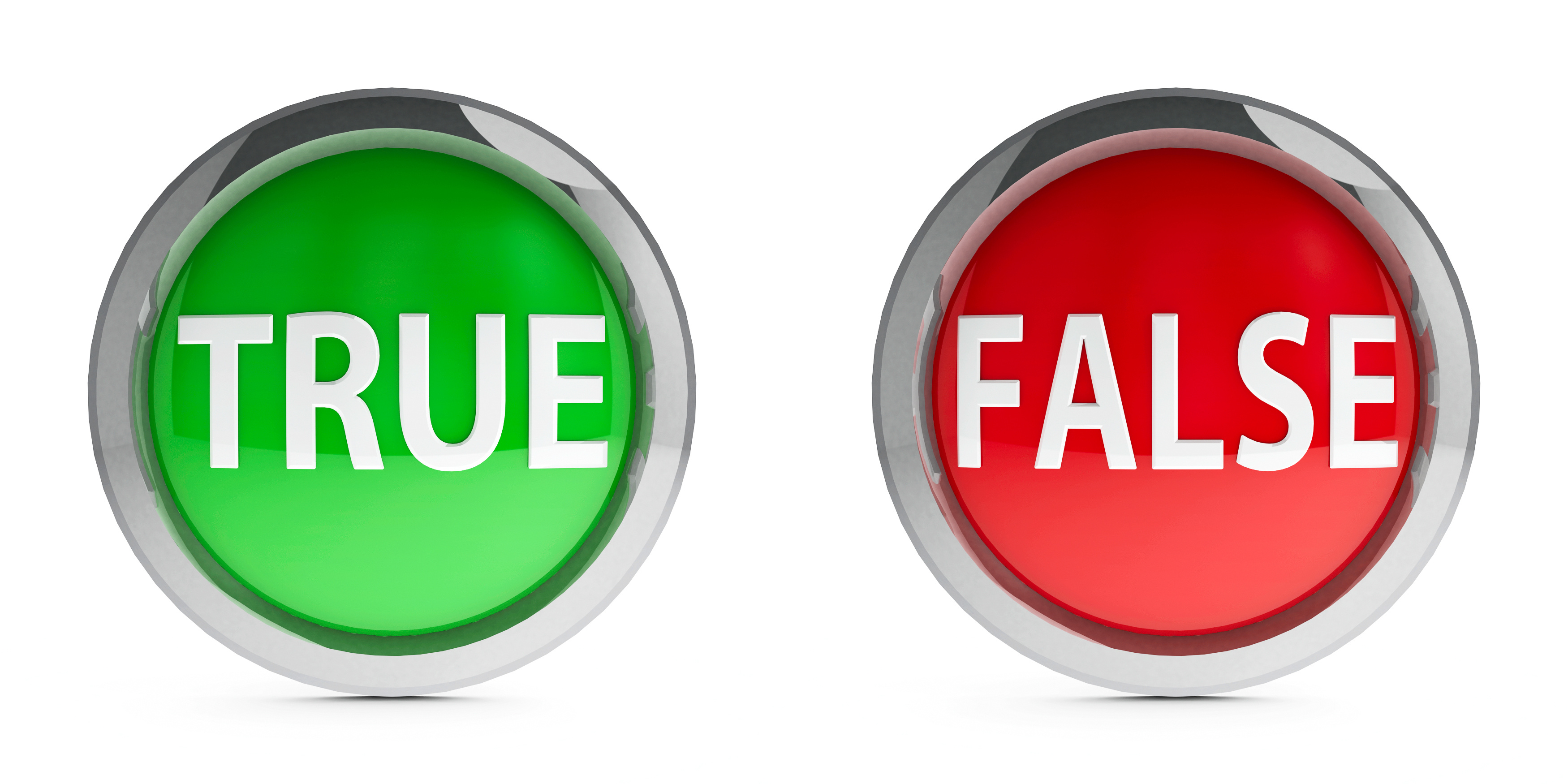 Web Buttons True U0026 False Isolated On White Background, Three Dimensional Rendering - True And False, Transparent background PNG HD thumbnail