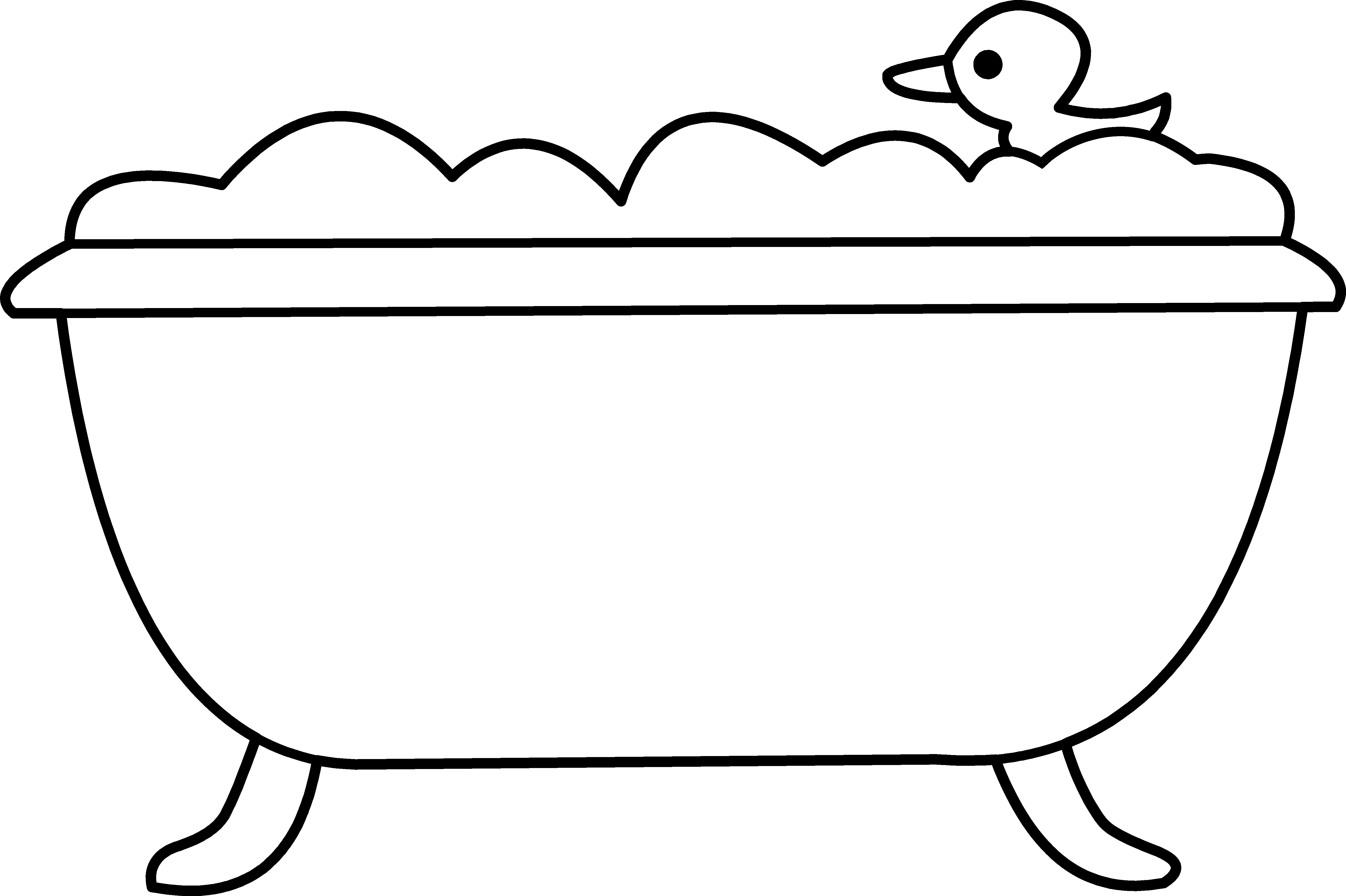Black And White Bath Tub And Rubber Ducky Clipart - Tub Black And White, Transparent background PNG HD thumbnail
