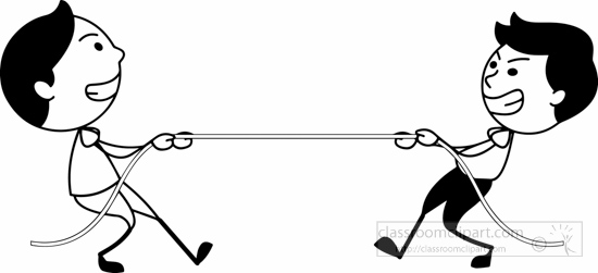 Outdoors Black White Two Boys Plating Tug Of War Clipart - Tug Of War Black And White, Transparent background PNG HD thumbnail