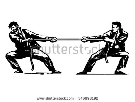 Tug Of War.two Businessmen Are Pulling Rope. Business Competition Concept. Sketch Style - Tug Of War Black And White, Transparent background PNG HD thumbnail