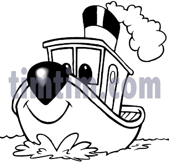 Free Drawing Of A Tugboat Bw From The Category Boat U0026 Sail   Timtim Pluspng.com - Tugboat Black And White, Transparent background PNG HD thumbnail