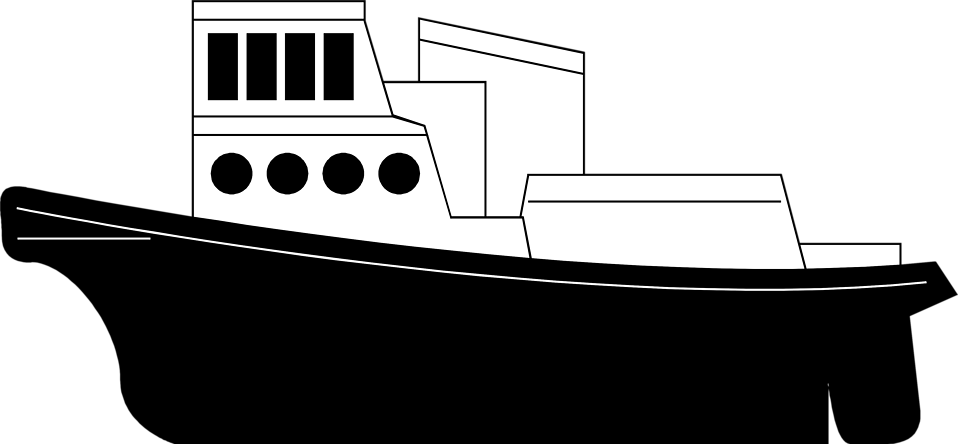 Ship Cliparts Black #2908725 - Tugboat Black And White, Transparent background PNG HD thumbnail