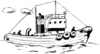Tugboat - Tugboat Black And White, Transparent background PNG HD thumbnail