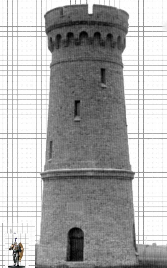 Jetzt haben wir den Ritter im richtigen Verhältnis zum Turm, den wir bauenwollen, auf ein Karoblatt gebracht. Ein Karo entspricht 36cm., Turm Bauen PNG - Free PNG