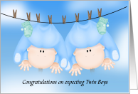 Twin Baby Boy Congratulations Png - Congratulations On Expecting Twin Boys,baby Boys Hanging Out Card, Transparent background PNG HD thumbnail