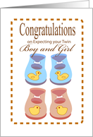 Congratulations On Expecting Your Twin Boy And Girl, Baby Shoes Card - Twin Baby Boy Congratulations, Transparent background PNG HD thumbnail