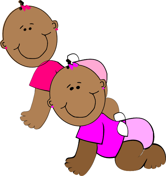 Boy Girl Twin Babies Clip Art