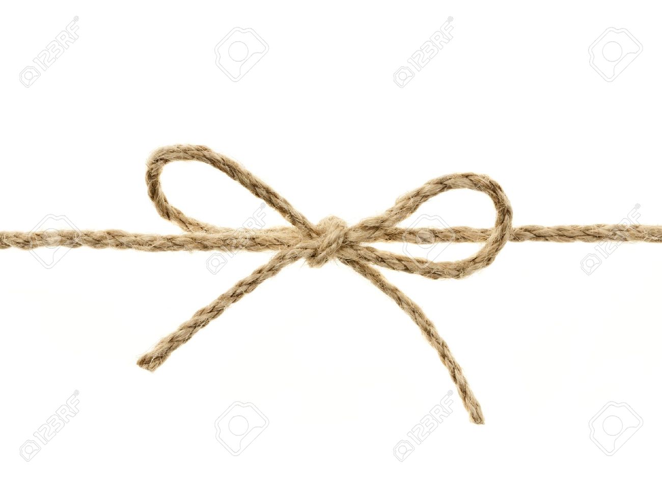 Closeup Of Braided Twine Tied In A Bow Knot Isolated On White Background Stock Photo   - Twine, Transparent background PNG HD thumbnail