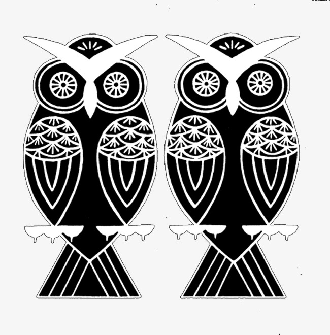 Owl, Black And White, Grain, Two Birds Png Image And Clipart - Two Birds Black And White, Transparent background PNG HD thumbnail