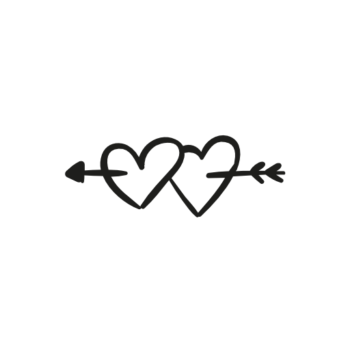 An Arrow Piercing Two Hearts Symbols - Two Black Heart, Transparent background PNG HD thumbnail