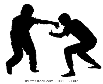 Two Boys Fighting Vector Silhouette. Two Young Brothers Fight Vector Illustration. Angry Kid Terror - Two Brothers Fighting, Transparent background PNG HD thumbnail