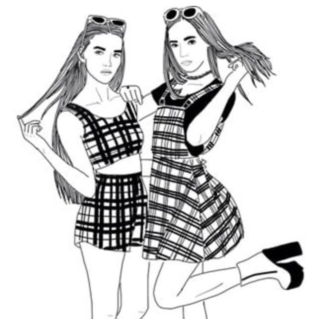 98 Best Bitch Donu0027T Fuck With Me Images On Pinterest | Black Girls, Drawing Ideas And Girl Drawings - Two Friends Black And White, Transparent background PNG HD thumbnail