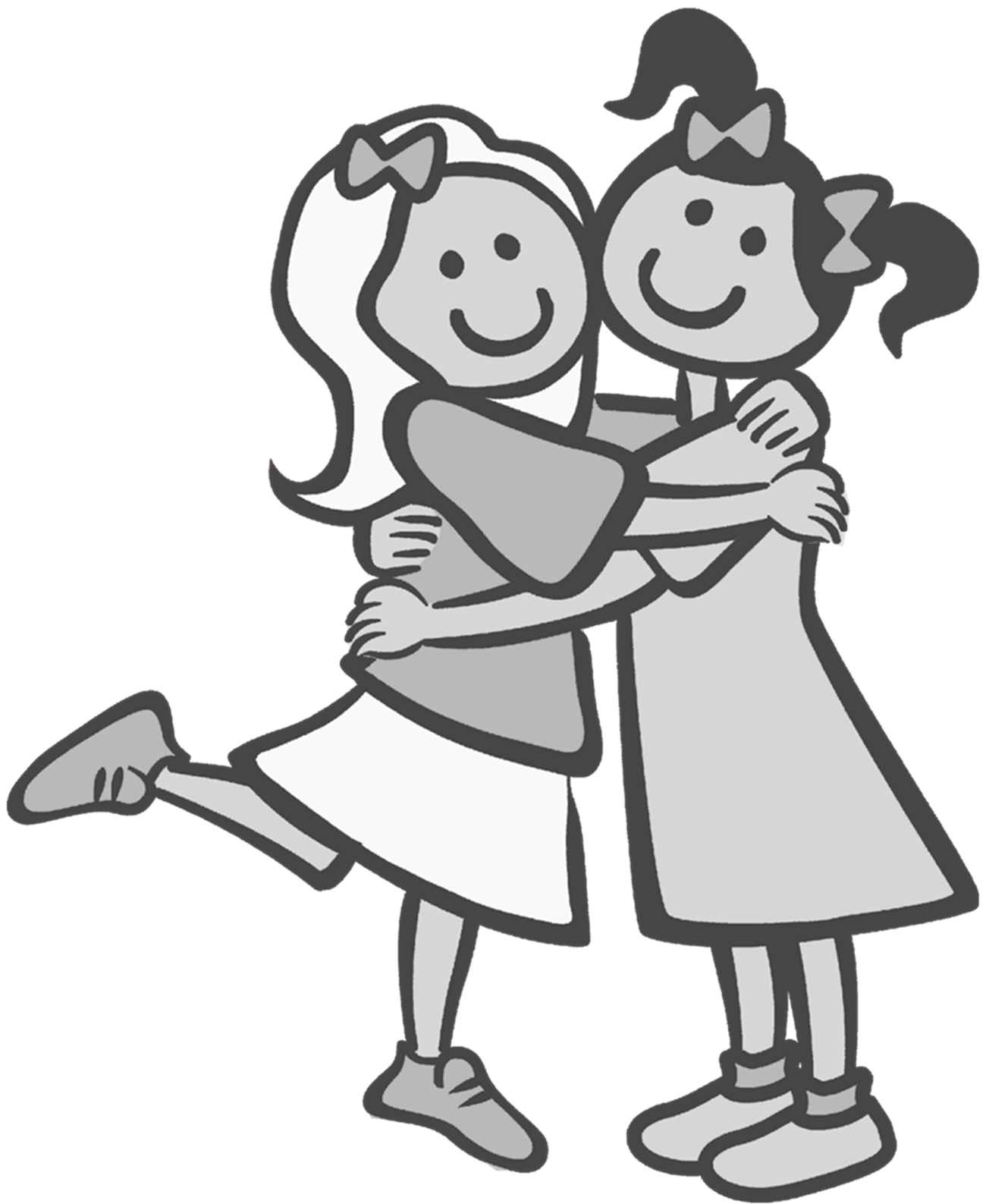 Best Drawing Clipart - Two Friends Black And White, Transparent background PNG HD thumbnail