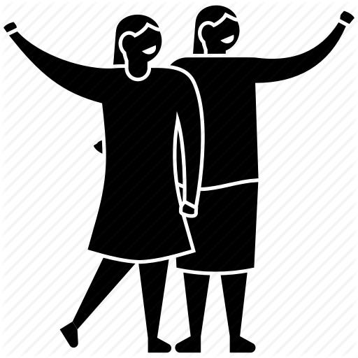 Boy And Girlfriend, Friendship Day, Happy Friends, People, Two Best Friends Icon - Two Friends Black And White, Transparent background PNG HD thumbnail