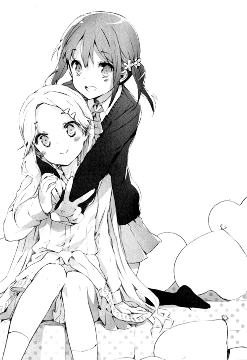 Girls, Cute, And Anime Image - Two Friends Black And White, Transparent background PNG HD thumbnail