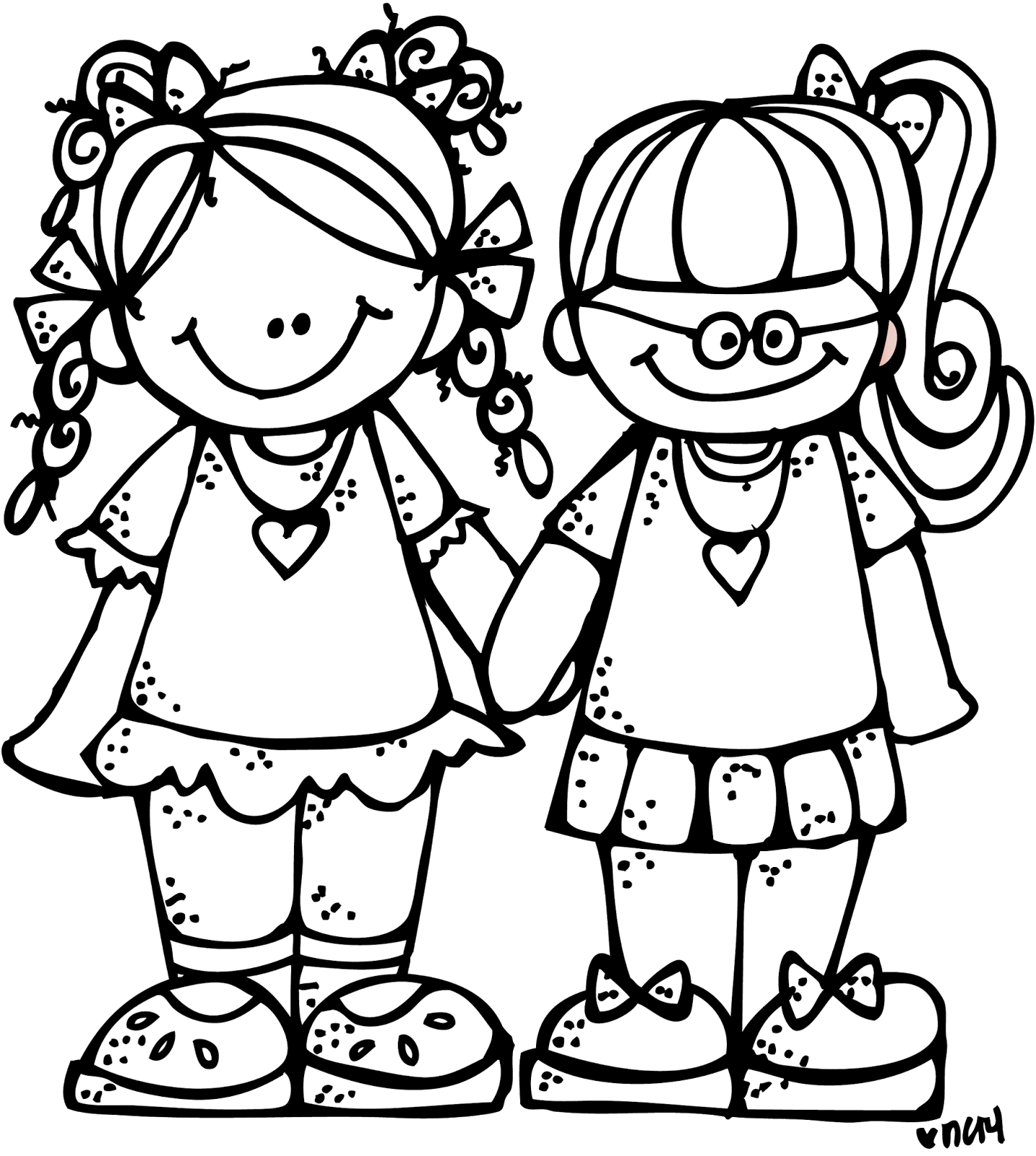 Group Of Friends Clipart Black And White, Two Friends PNG Black And White - Free PNG