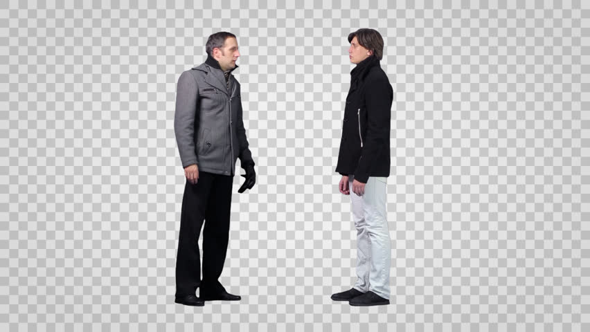 Two Men Standing And Looking For Something. Back View. Footage With Alpha Channel. - Two, Transparent background PNG HD thumbnail